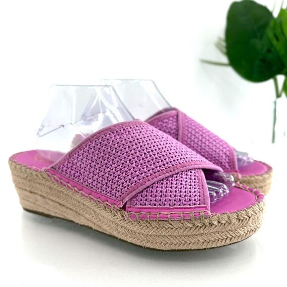 Franco Sarto Women's Pamala Sandal Size 10 Wedge Platform Pink Espadrille - Picture 1 of 13
